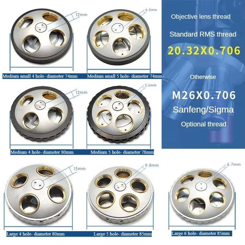 Convertisseur de lentille d'objectif de microscope graphique, NosSIM, plusieurs spécifications disponibles, RMS Seattle Metnotch