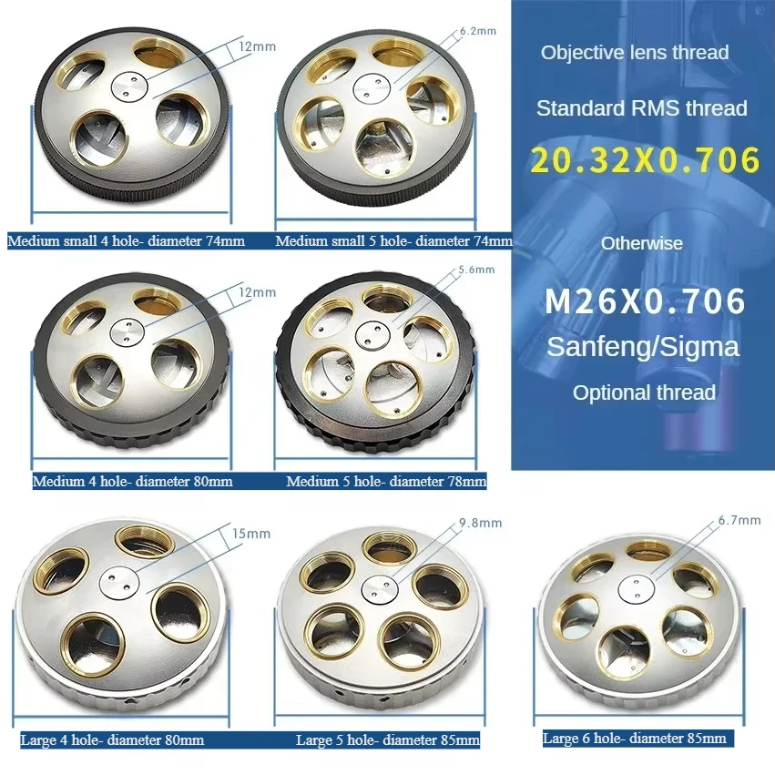 RMS Biological Metallographic Microscope Objective Lens Converter Nosepiece Multiple Specifications Available