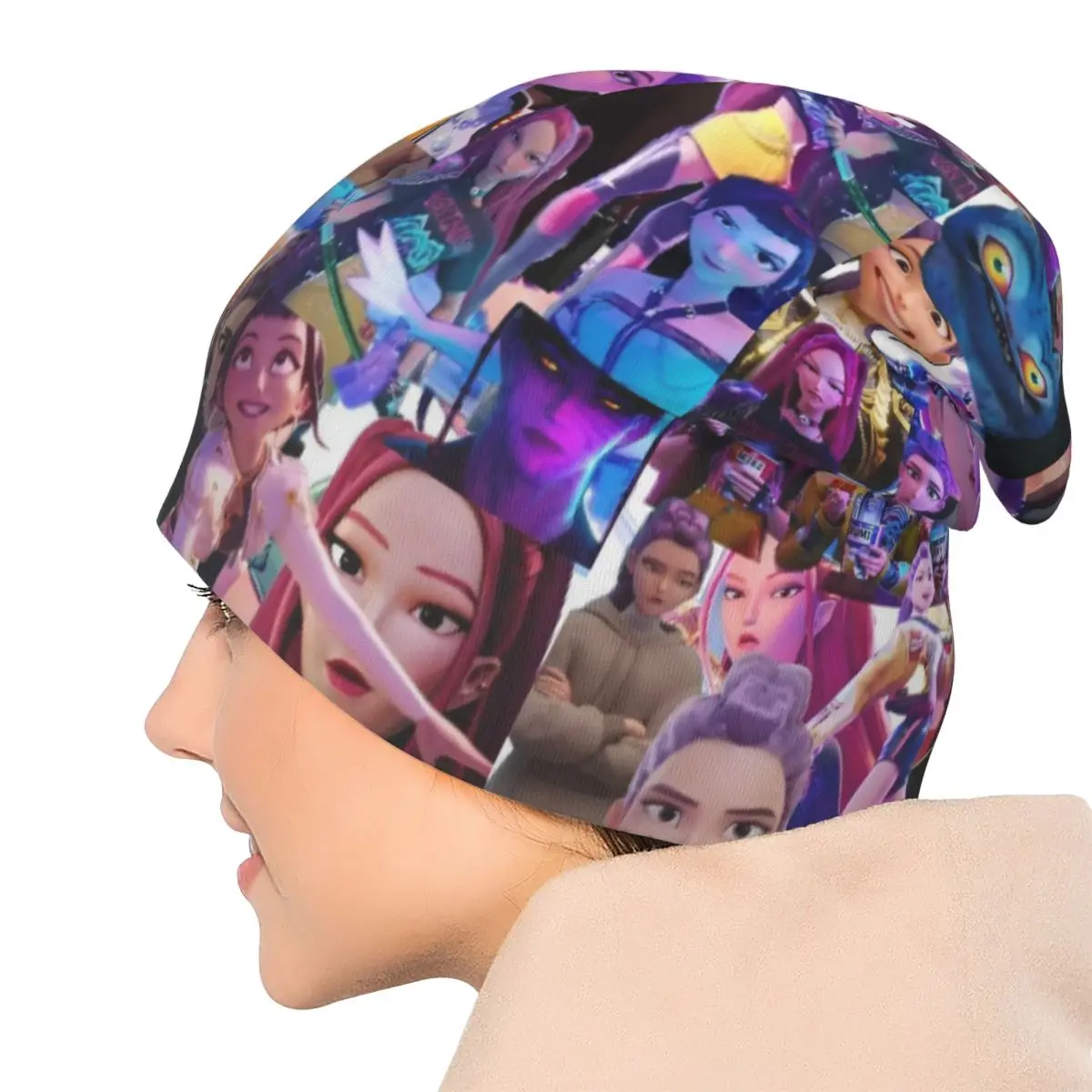 هنتركس زوي رومي ميرا بونيه القبعات الشارع Skullies قبعة صغيرة KPop شيطان الصيادين للرجال النساء قبعة مرنة الحرارية الدافئة #5