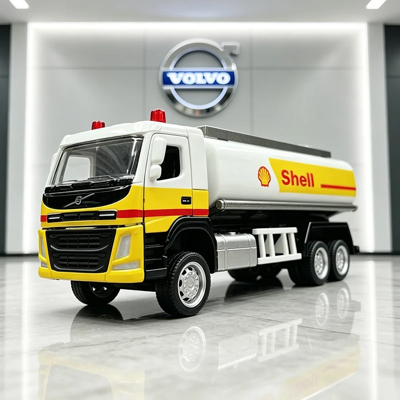 1:72 Volvo Truck Oil Tanker Shell Alloy Car Model Diecasts & Vehicles Car Model Miniature Scale Model Car For Collection Gift