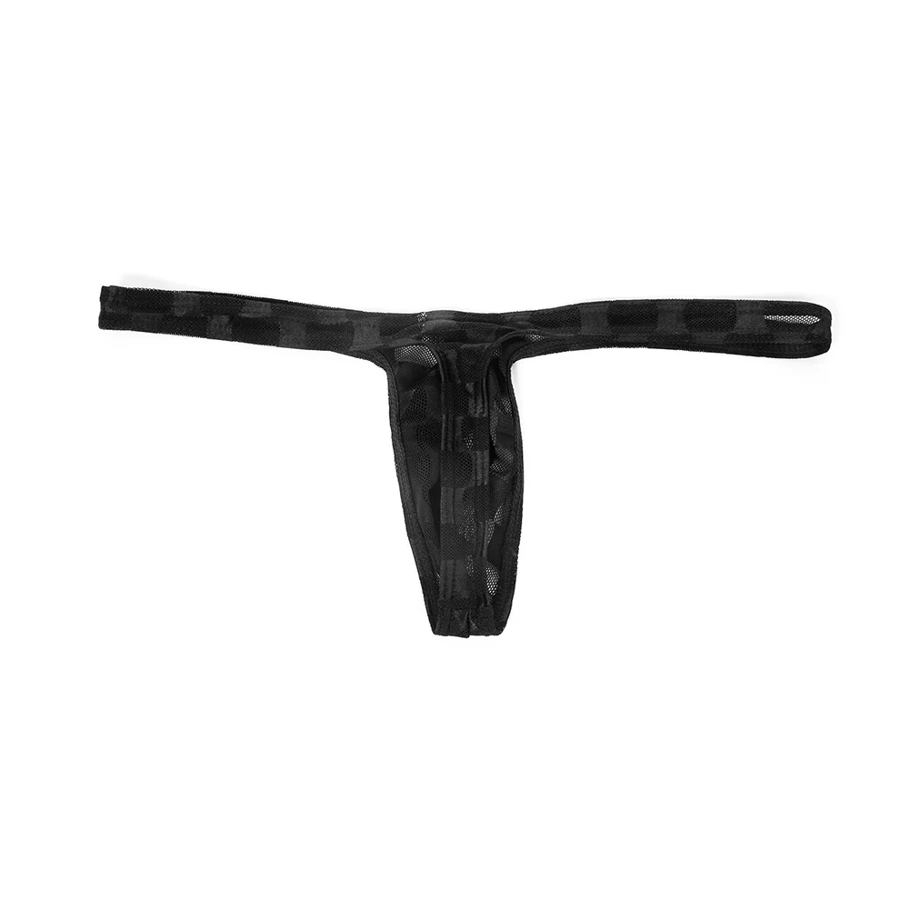 Plaid Men\'s Underwear Thongs with Low Waist and Ultrathin Breathable Fabric Pouch Design for Support and Comfortable Fit