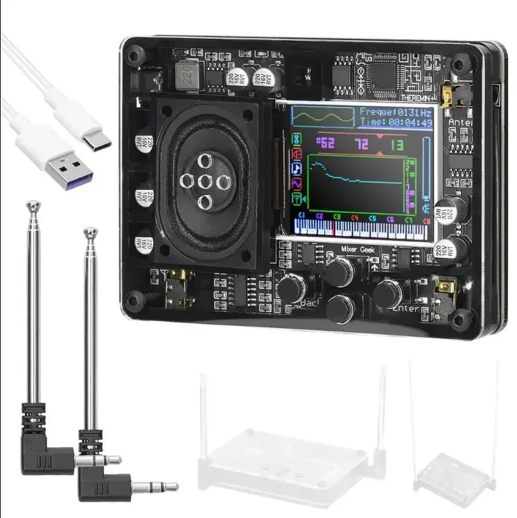 Mini Theremin Musical Electronic Creative Instrument With Screen Display Theremin Self-contained Speakers & Pluggable Antennas