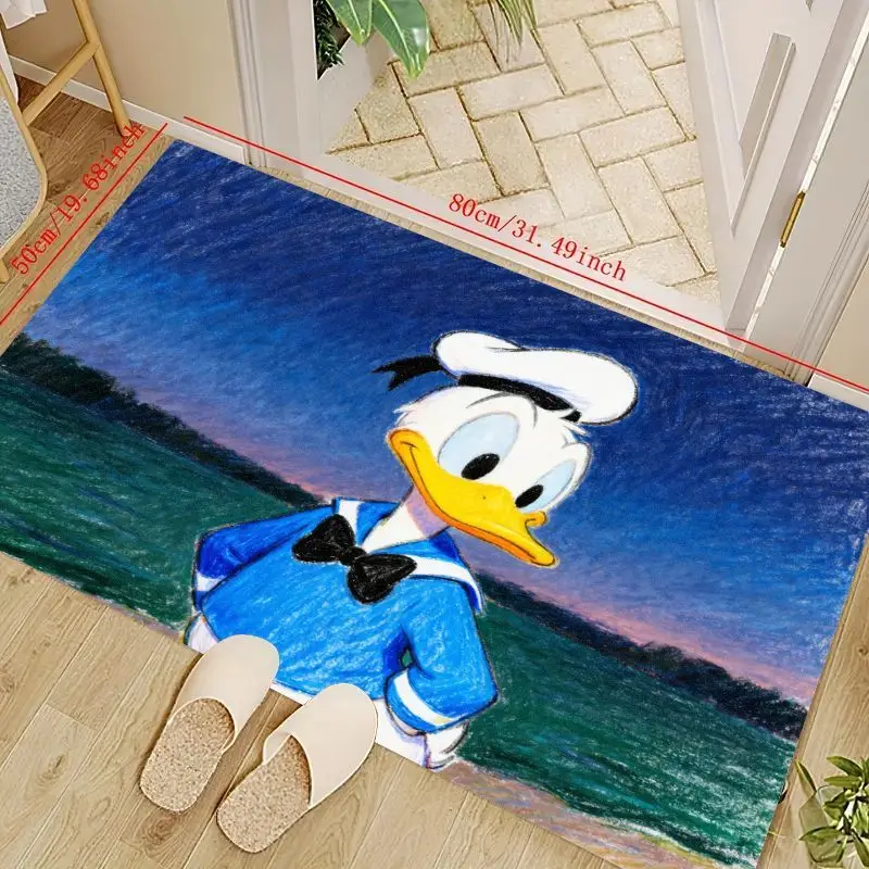 

1PC Cute Donald Duck Cartoon Sketch Style Floor Mat, 50x80cm/19.68x31.49inch Disney Character Area Rug for Kids Room Bedroom Liv