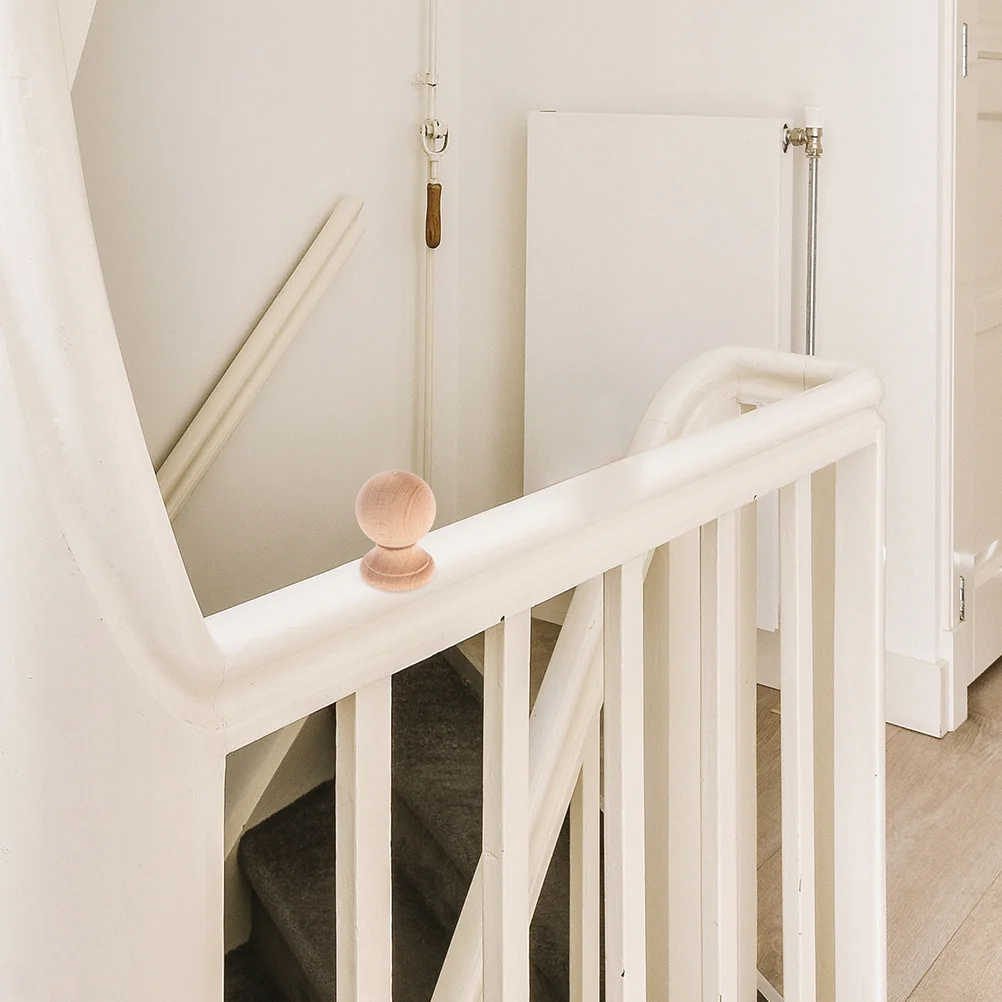 

2pcs Solid Wood Ball Finial Unfinished Hardwood For Indoor Staircase Fence Furniture Crafts Diy Home Decor Wooden Spindles