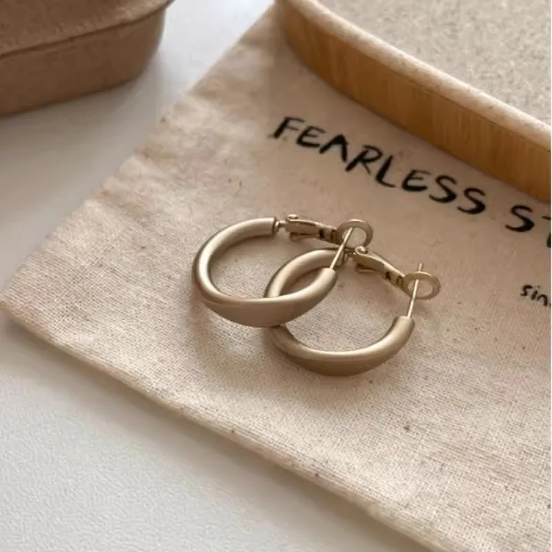 Hoop Earrings Matte Minimalist Silver Tone Lightweight Versatile Daily Commute Sleek Modern Elegant Jewelry for Women