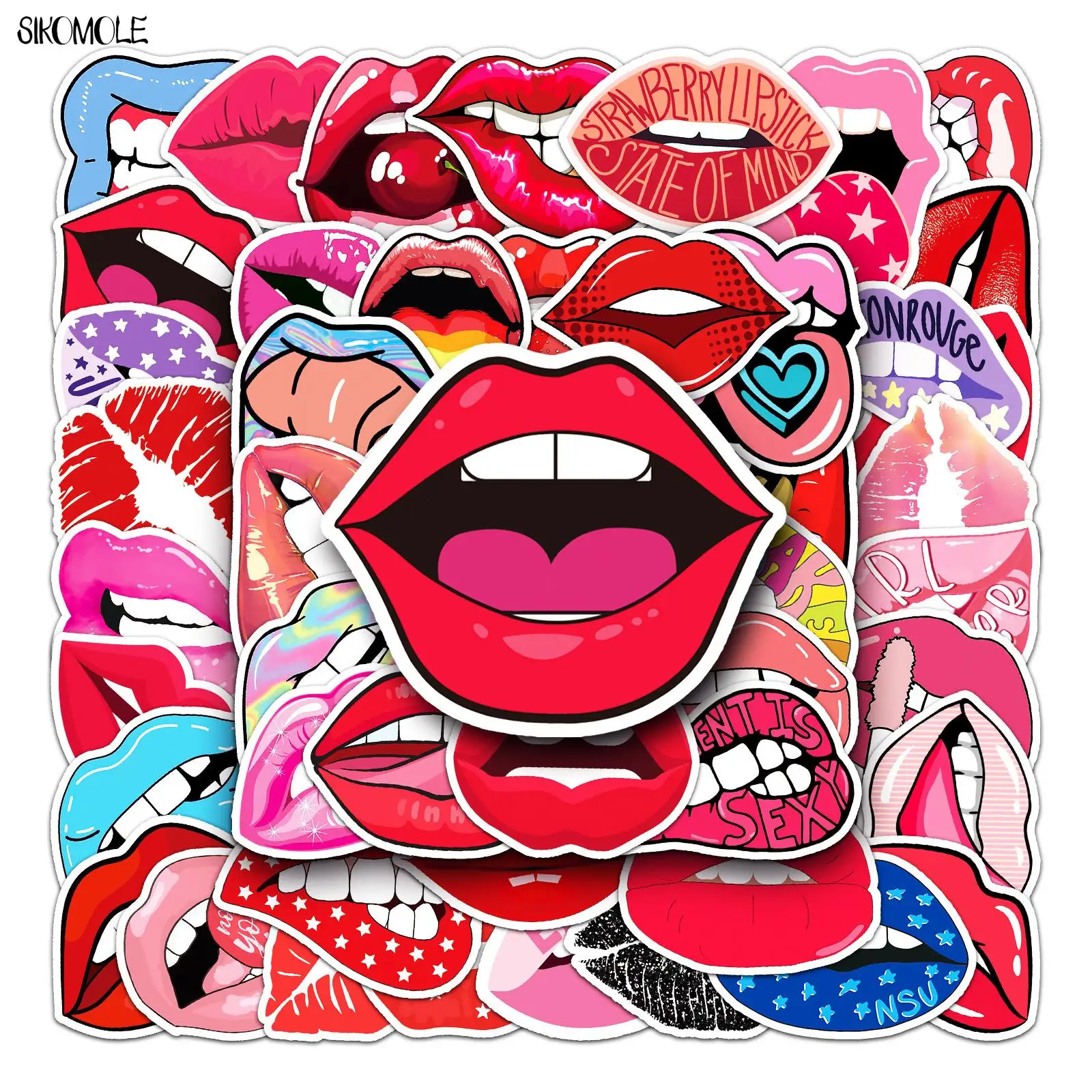 10/30/50PCS Cartoon Cute Sexy Lips Creative Stickers Red DIY Toys Car Skateboard Laptop Graffiti Decals Sticker F5