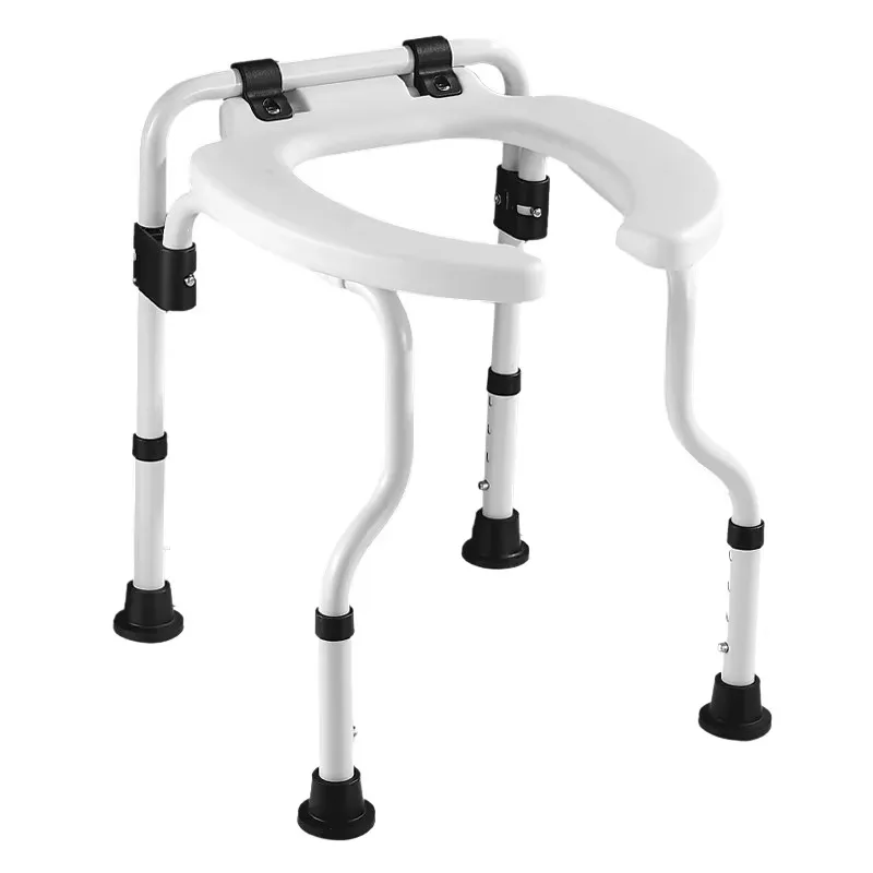 Fixed Folding Squat Toilet Seat Riser, Alloy Portable Commode Chair for Elderly & Pregnant Women, Bathroom Shower Stool