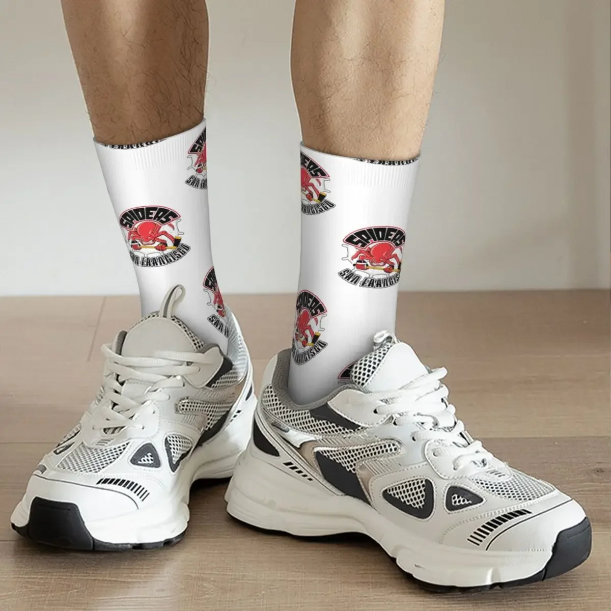 Calcetines largos de Hockey con logotipo del equipo de San Francisco Spiders, medias de calidad Harajuku para todas las estaciones, usadas de 1995 a 1996