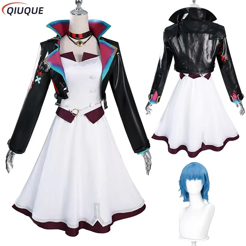 

Arcane LOL Powder Wig Jinx Cosplay Women Costume for Female Girls Disguise Clothing Outfits Halloween Carnival Roleplay Suit