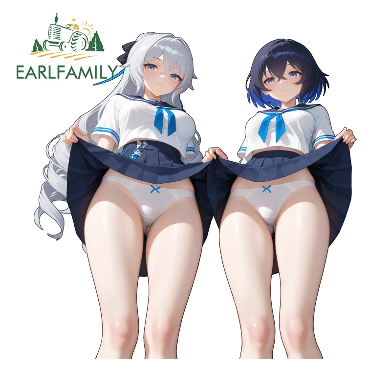 

EARLFAMILY Konnshi Multiple Girls NSFW Skirt Car Stickers Windows Accessories DIY Sticker Alluring Picture Car Decoration