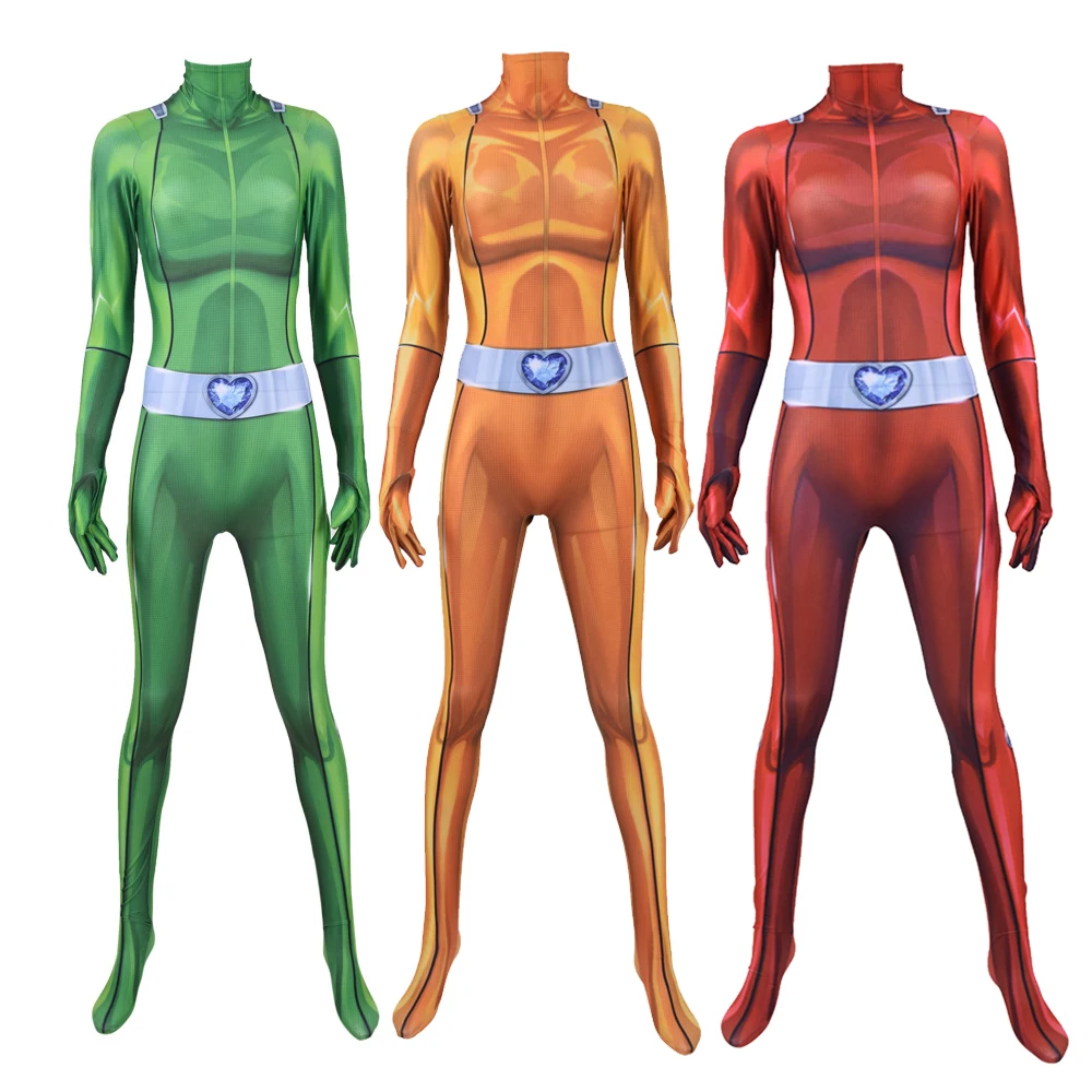 Totally Spies przebranie na karnawał Zentai body kobiety Anime Clover Ewing Samantha Simpson Alexandra karnawał kombinezon na przyjęcie garnitur