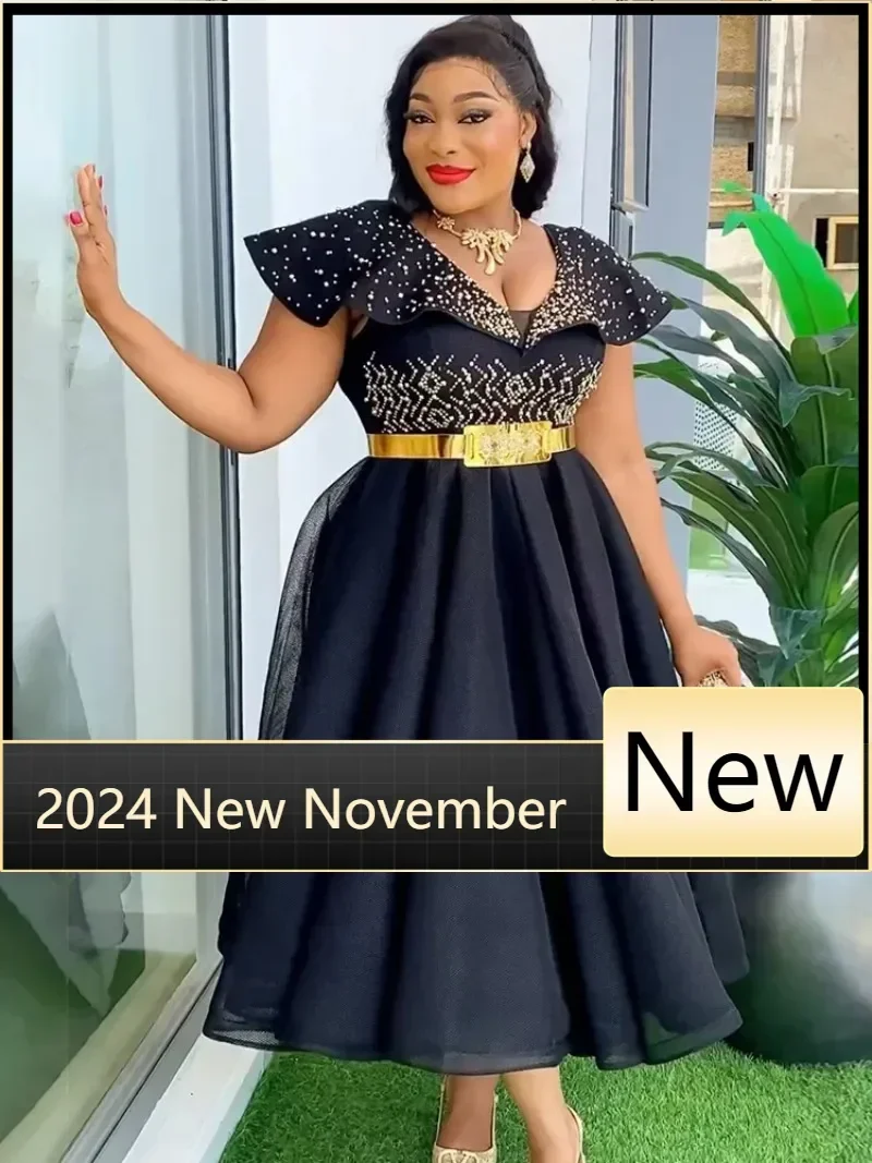 

Африканская одежда 2025 года для женщин, традиционные наряды Анкары Дашики, платья больших размеров, макси-халат с короткими рукавами, вечерние платья