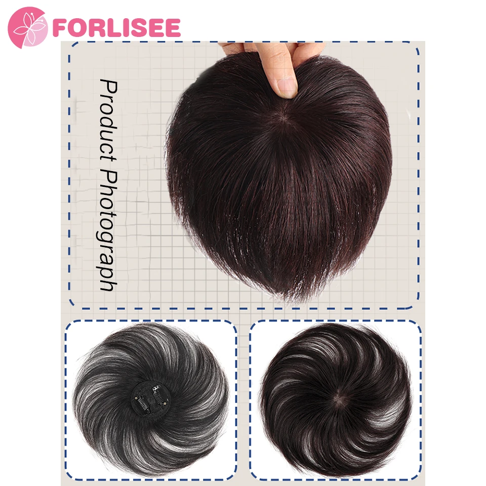 FORLISEE Synthetic Wig Head Top Summer Hair Increase High Head Top Fluffy Natural Hair Replacement Block