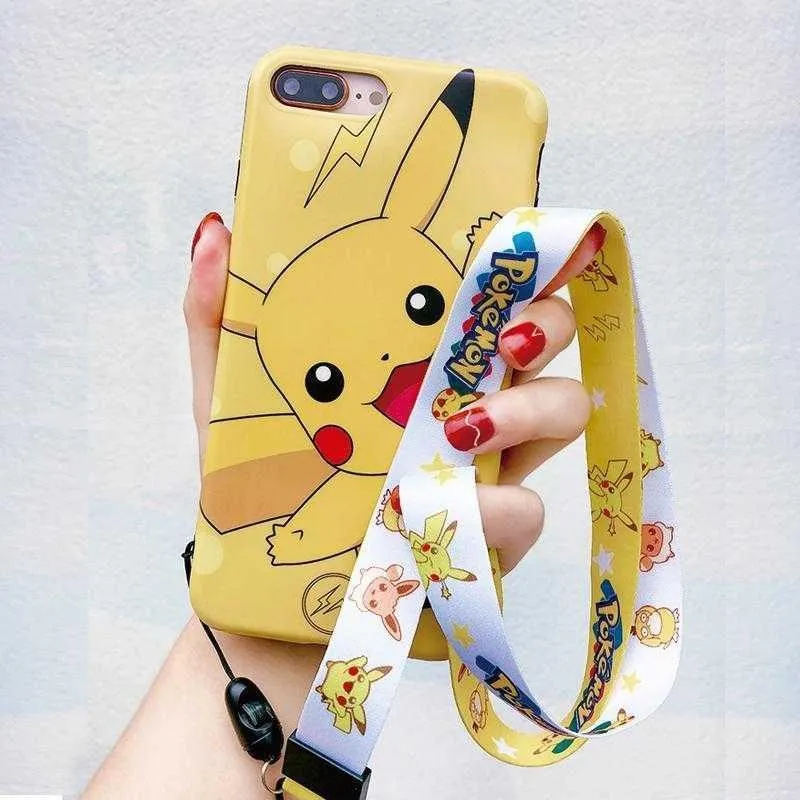 Anime Pokemon Pikachu Mobile Phone Lanyard Crossbody Lanyard Pendant Shoulder Strap Lanyard Length Key Anti-lost Rope