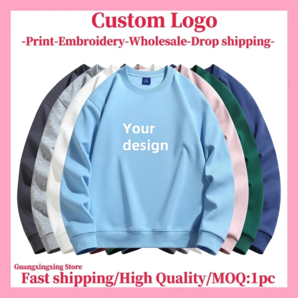 Men's and women's velvet crew neck sweater jumper casual wear cotton custom embroidery logo clothing design