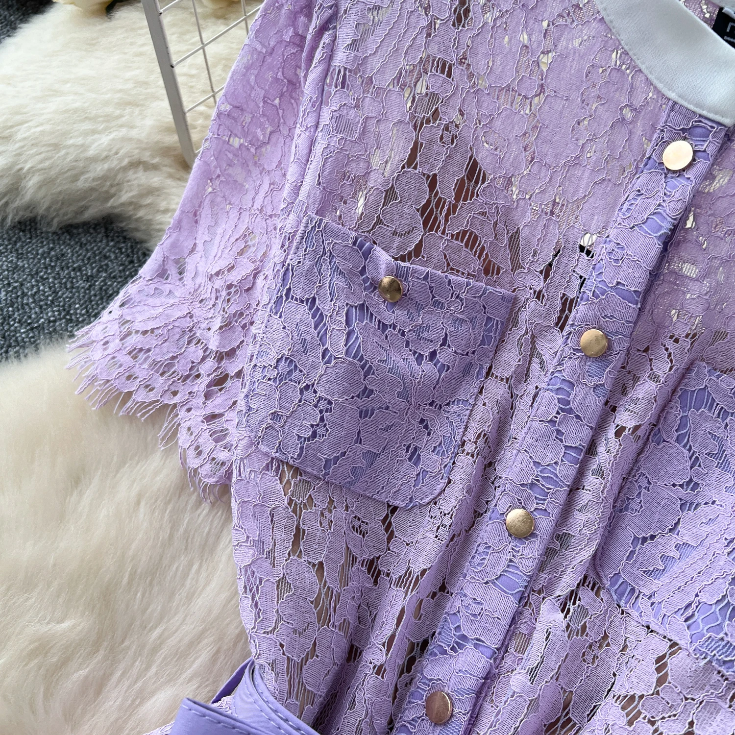 Chic vintage Single Breasted lace short sleeve slim Elegant Fairy korean fashion Boho women clothing Long dress