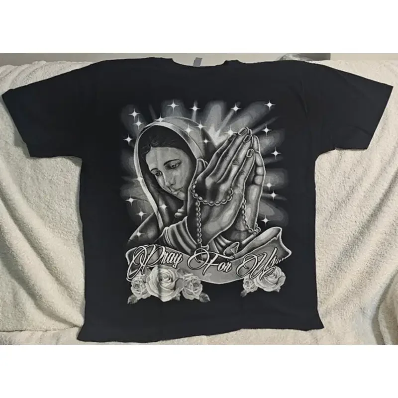 Our Lady Of Guadalupe Cross Necklace Pray For Us Flower Rose Star T Shirt