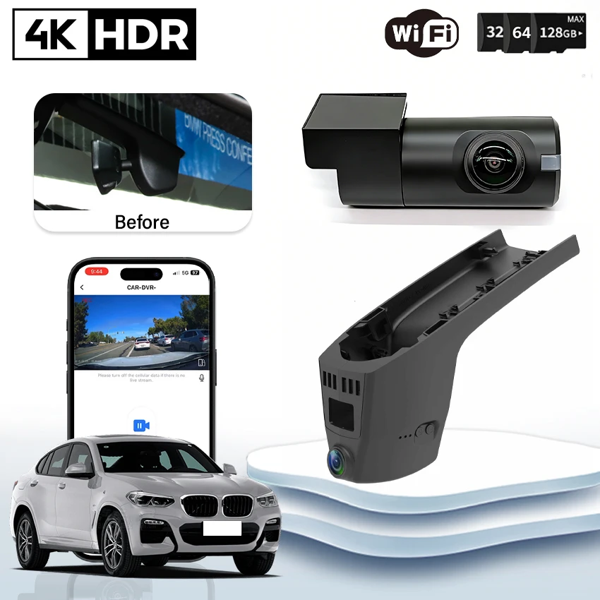 

HD 4K 2160P WIFI Car Dvr for BMW X4 X4M M40i xDrive30 Gen2 G02 F98 M F96 2019 2020 2021 2022 2023 2024 2025 Night Vision DashCam