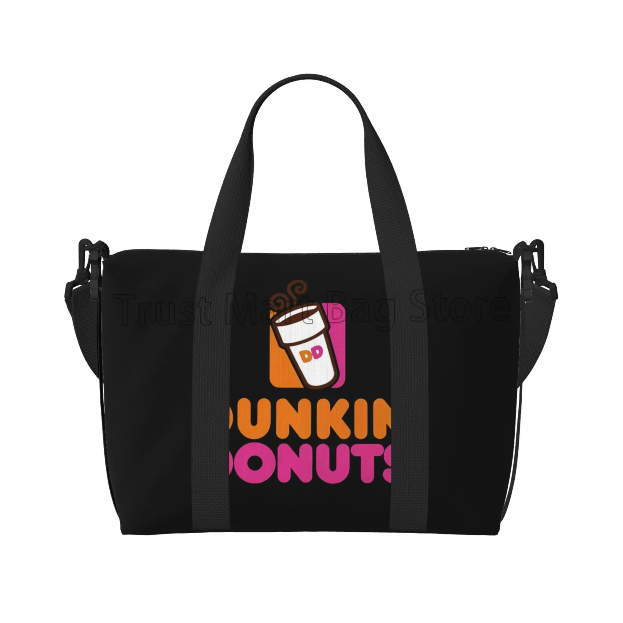 Dunkin Donuts Logo Print Duffel Bag for Boys Girls Handbags for Women Men Waterproof Tote Bags for Travel Gym Beach Daily Use