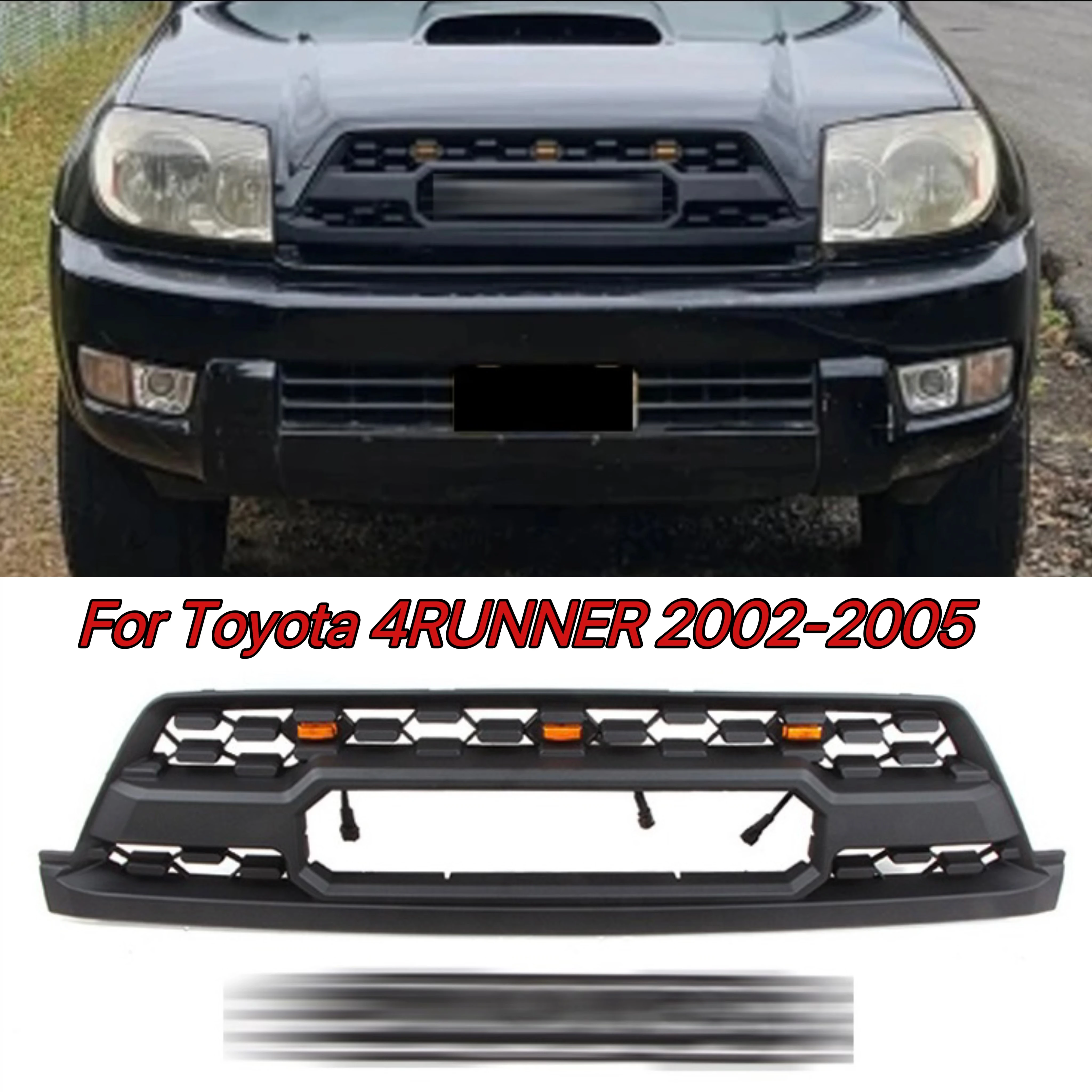 Front Grille fit for 2002-2005 4RUNNER with LED lights For Toyota 4Runner 2002 2003 2004 2005 front grill bumper upper