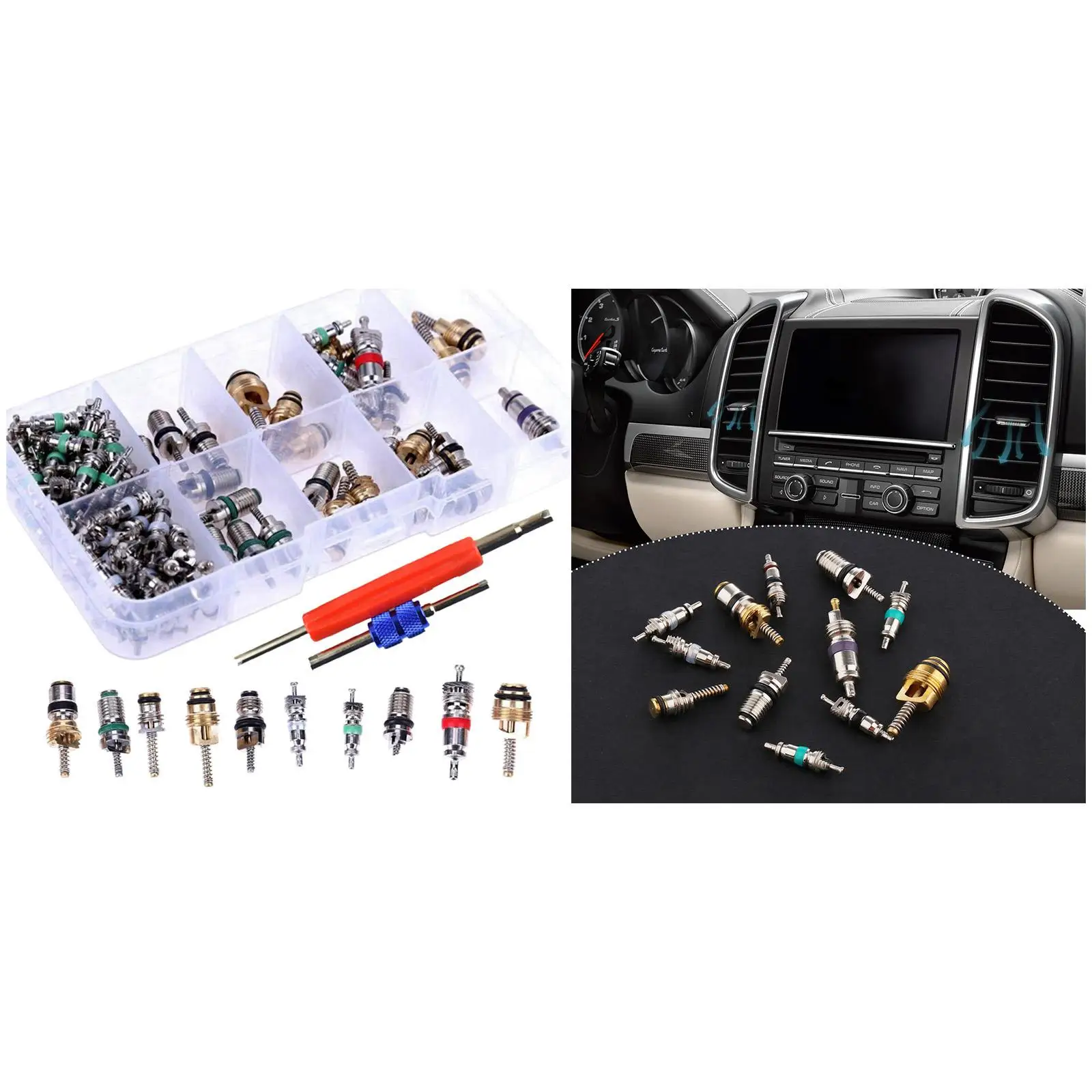 

Car Air Valve Core A/C 102Pcs Assortment Maintenance Tool High Performance with