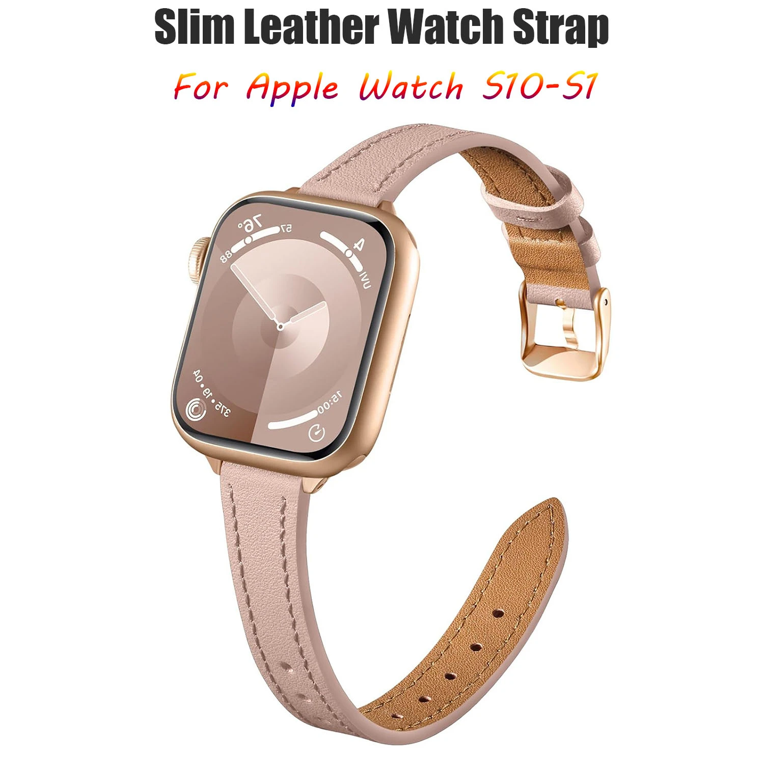 

Женский тонкий кожаный ремешок для Apple Watch Series 10, 9, 8, 7, 6, 5, 4 3 SE Ultra 2,38 мм/40 мм/41 мм, 42 мм/44 мм/45 мм/49 мм браслет