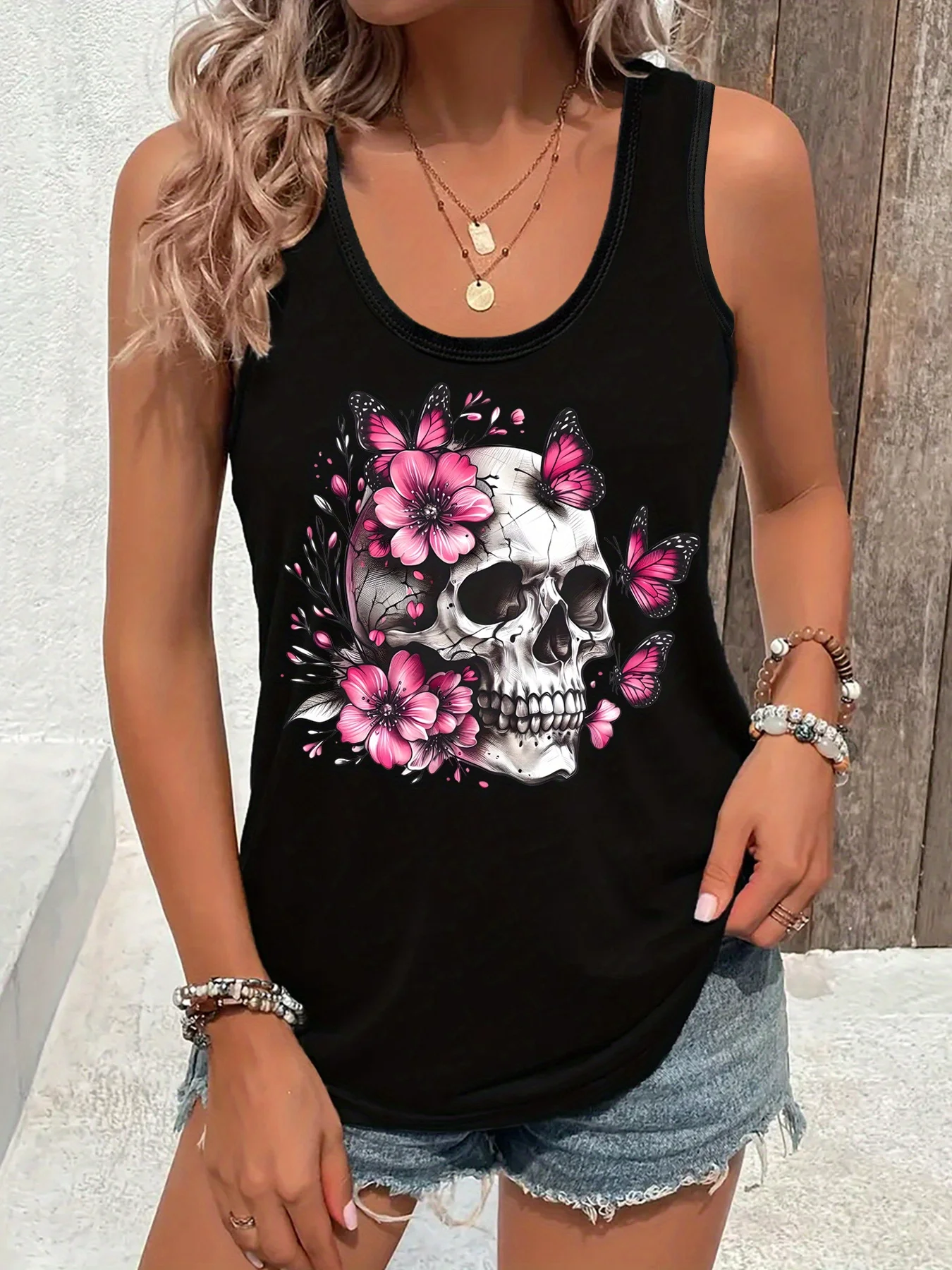 Women's Sexy Tops tshirt black Sleeveless Loose Vest Holiday Style Hawaiian Top Summer White