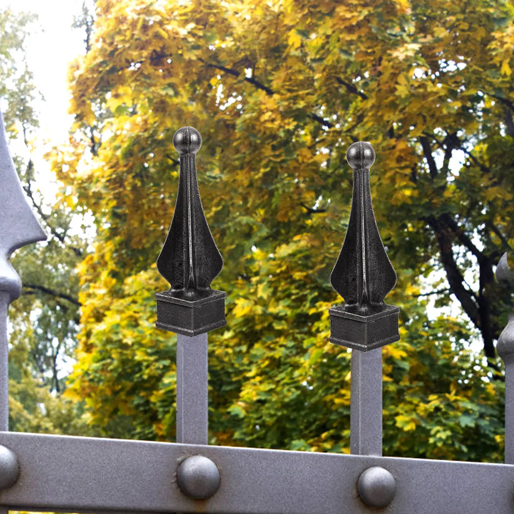 4Pcs Iron Fence Accessories European Style Finials Black Decorative Fence Post Caps for Garden Yard Patio Topper
