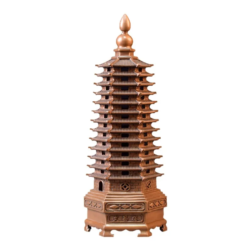 Copper thirteen-story Wenchang tower ornament, copper handicrafts, home office decorations, school gifts