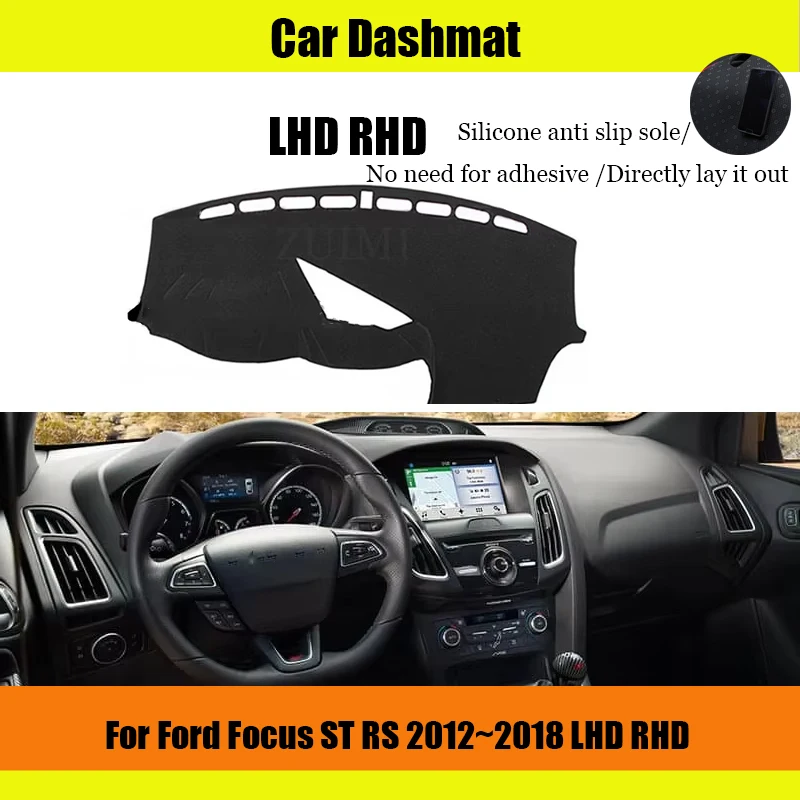 

ZUIMI чехол для приборной панели, коврик для приборной панели, коврик для Ford Focus ST RS 2012 ~ 2018, LHD RHD, чехол для приборной панели, козырек от солнца, автомобильные аксессуары