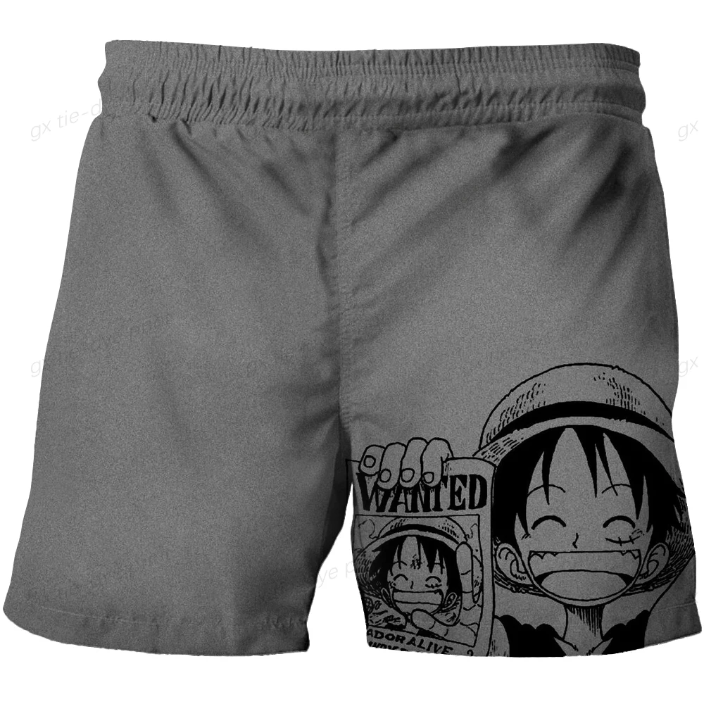 قطعة واحدة الملك لوفي Harajuku الأولاد بناطيل الشواطئ ملابس الأطفال المتكاملة لوفي الأطفال ثلاثية الأبعاد الكرتون المطبوعة السراويل الشاطئ #5