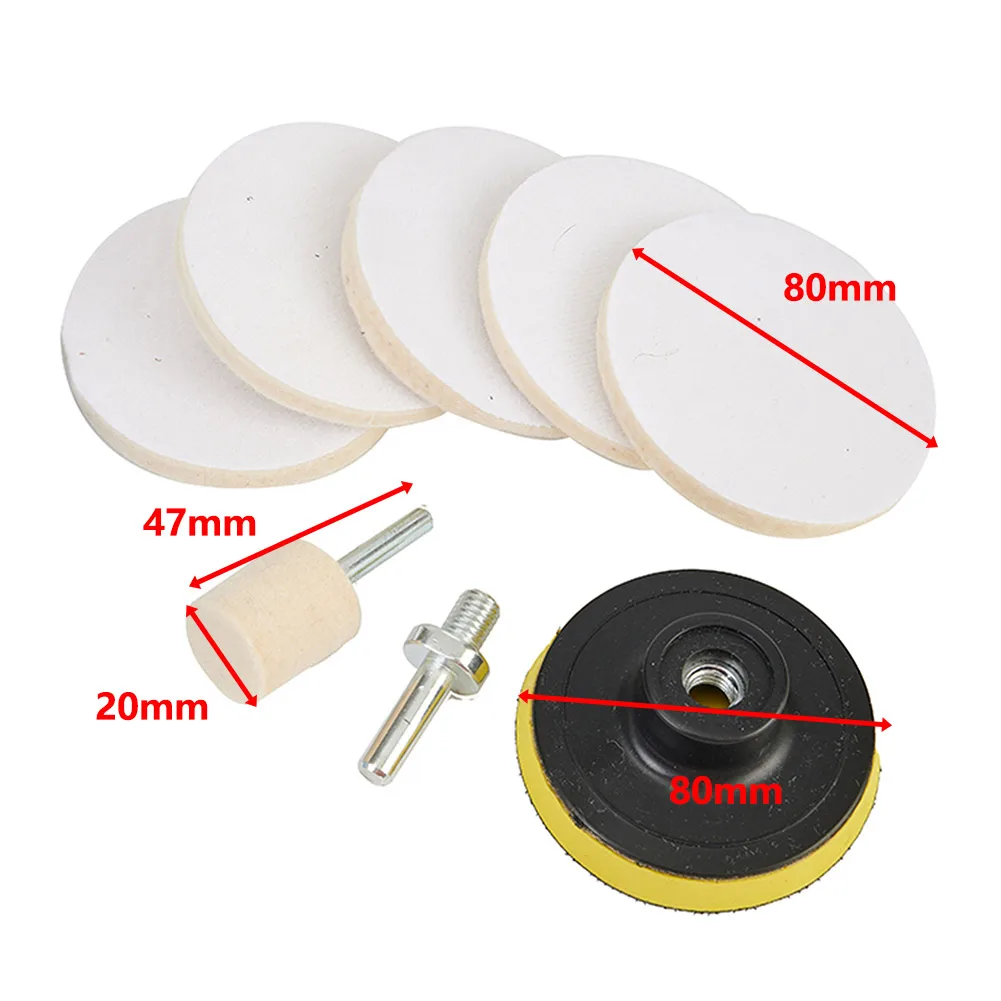 Backing Pad With Drill Adapter Wool Felt Polishing Wheel Auto Car Scratch Remover Glass Polishing Kit Scratch Repair Tool