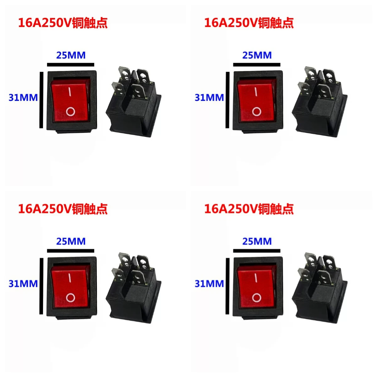 JD03-A1 Silver Contact Boat Type Switch With Light High Current Power Switch For Welding Machine 16A 25A 30A