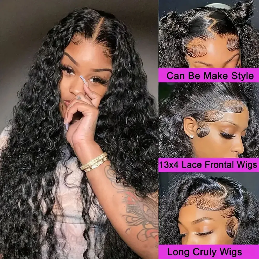 13x4 Волна воды 5x5 Парики спереди на шнуровке Человеческие волосы 1B Прозрачный плотность 220 Натуральный цвет Предварительно сорванный парик фронтальной части шнурка для женщин