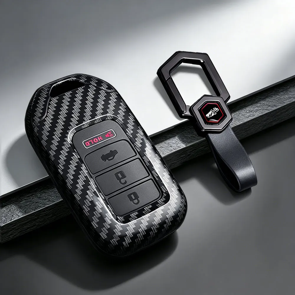 4-Tasten Autoschlüssel-Hülle im Carbon-Stil für Honda Accord EX EXL Civic CRV HRV Pilot Ridgeline 2016-2018 Pocketor – Detail 4