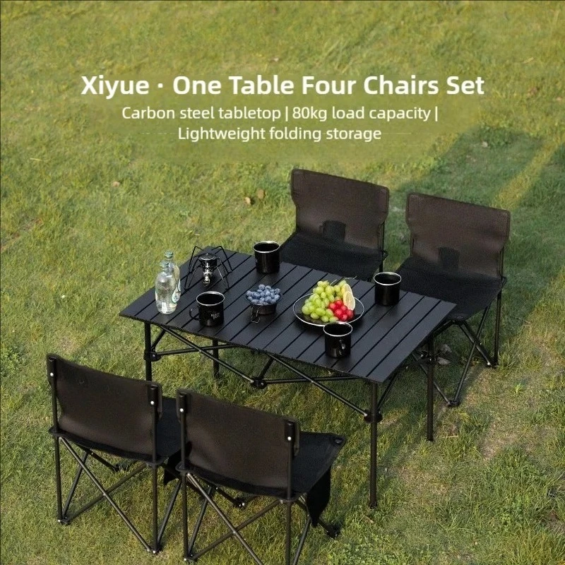 

Portable Camping Picnic Set Equipment Outdoor Table and Chair Set Folding Egg Roll Table High Load Bearing Carbon Steel