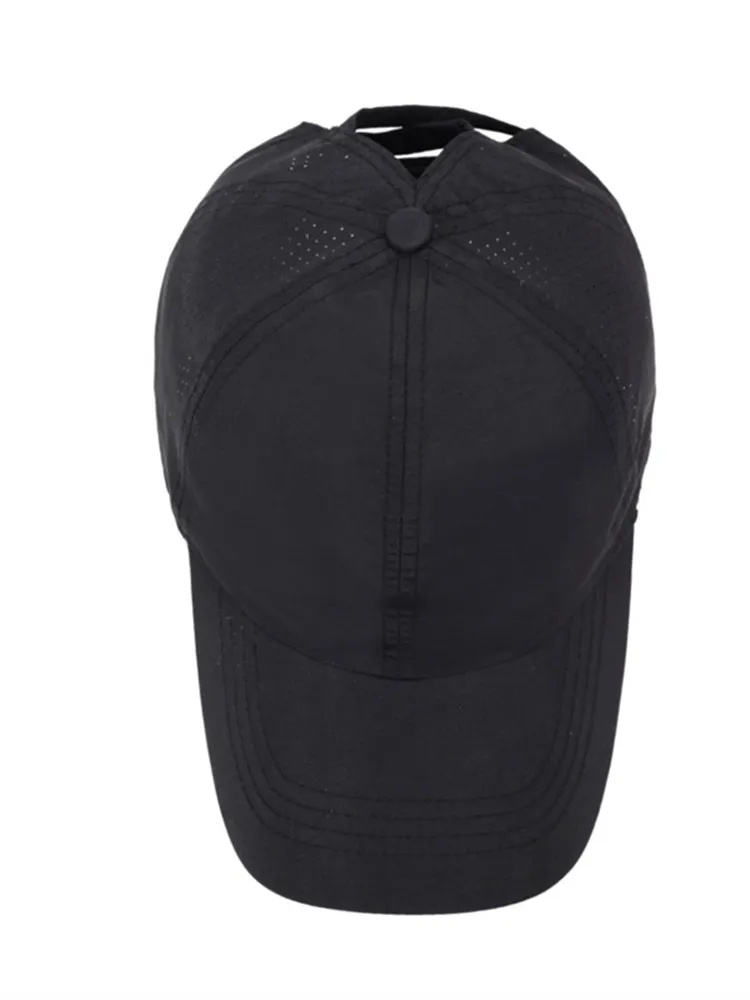 Neue Sommer-Baseballkappe für Damen mit Kreuzband für Pferdeschwanz, Leichte Schnelltrocknende Atmungsaktive Sonnenhut – Detail 7