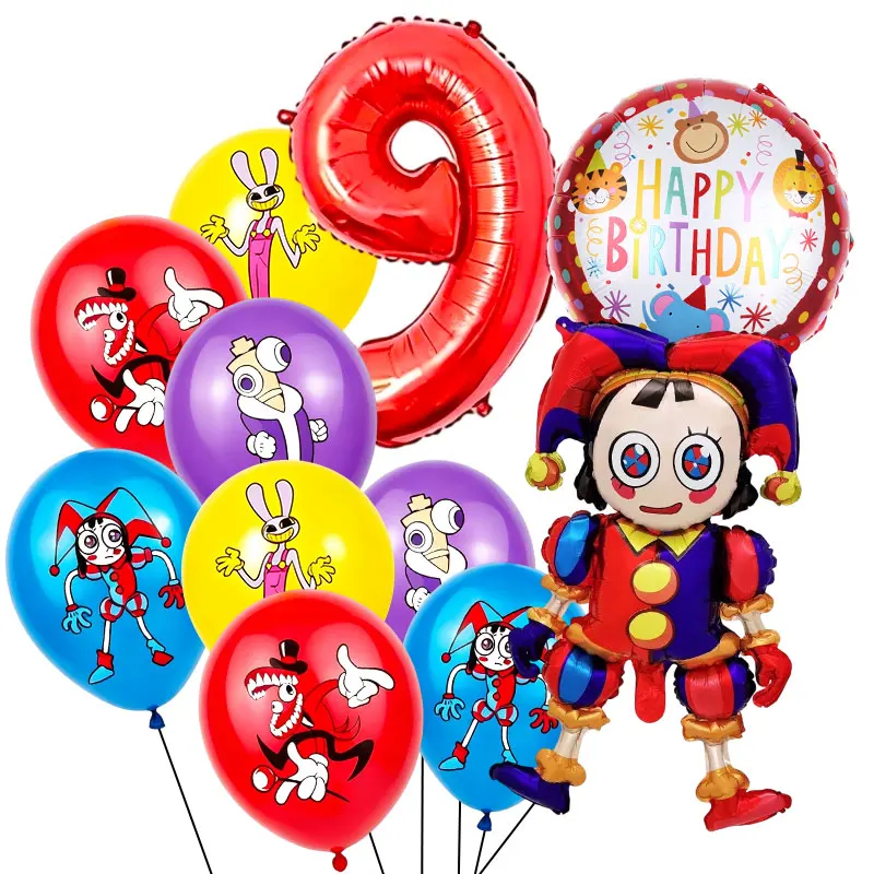 The Amazing Digital Circus Geburtstagsdekoration Tischgeschirr Becher Teller Servietten Ballon-Set Banner Hintergrund Geschenktüten Party-Zubehör – Detail 26
