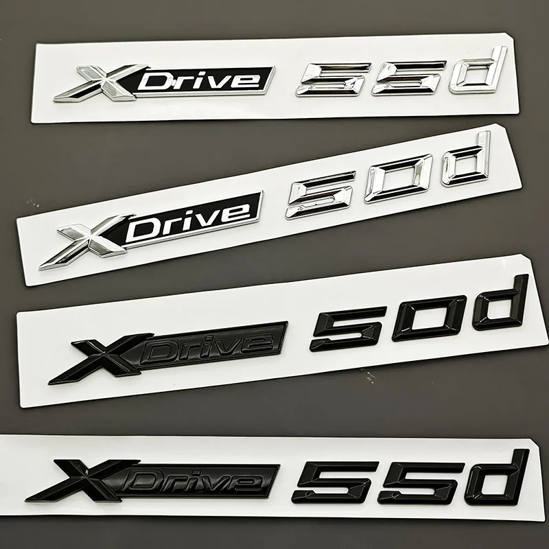 

For BMW X5 X7 XDrive 50d 55d Tail Exterior Accessories Logo XDrive 50d 55d Badge ABS Chrome Black Rear Trunk Emblem Sticker