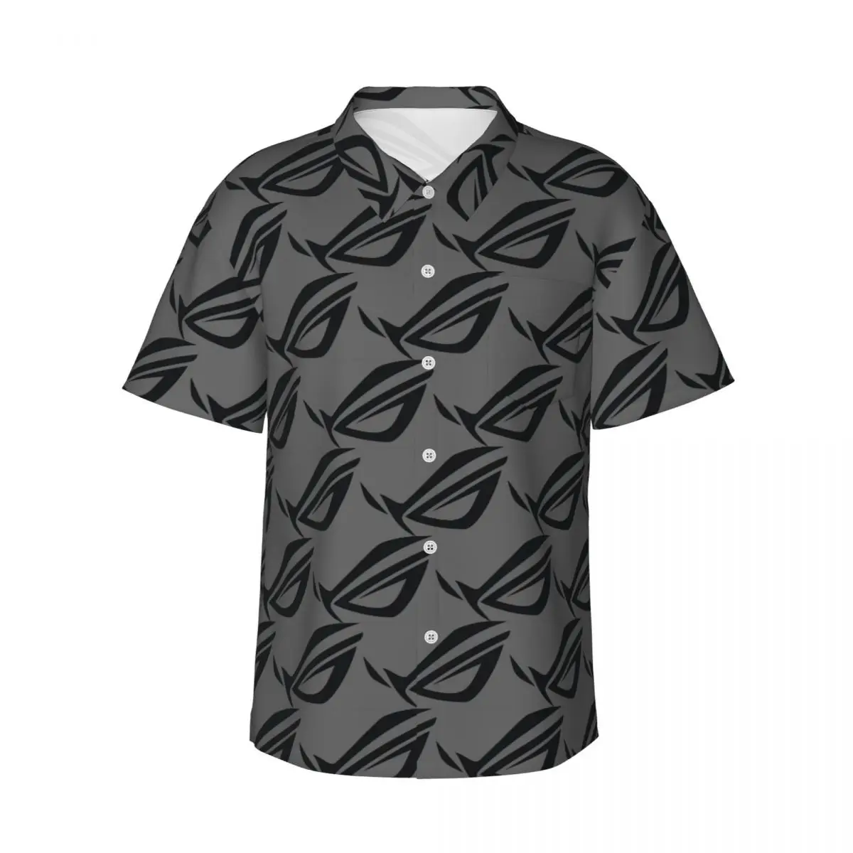 

Rog Logo Hd Men's Shirts Hawaiian Short Sleeve Shirt Fashion Lapel Tops for Summer Beach