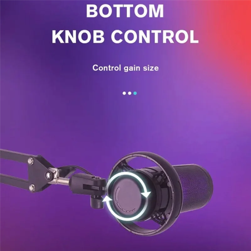 

Gaming RGB Recording Microphone With Adjustable Arm Stand USB Desktops Condenser Mic For Podcasting Streaming Easy Install