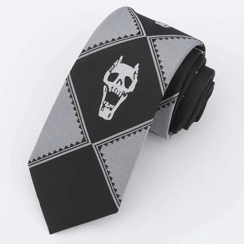 Halloween JoJo's Bizarre Adventure Kira Yoshikage Necktie Cosplay KILLER QUEEN Skull Tie Props Accessory Party Cravat Tie Gifts