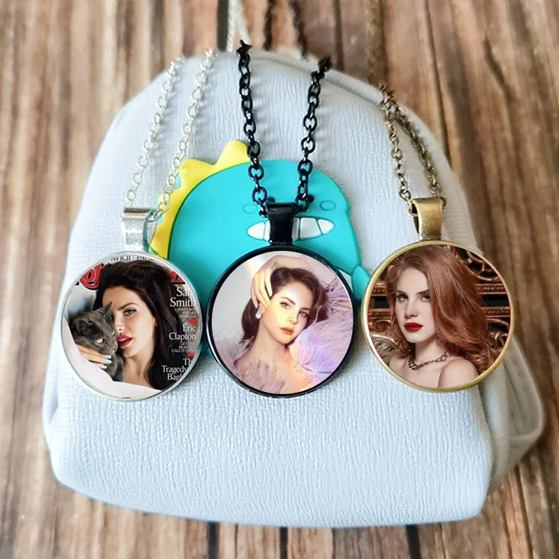 Lana Del Rey Poster Necklace Fans Souvenir Glass Cabochon Charm Pendant Choker Fashion Star Jewelry for Friends Gifts