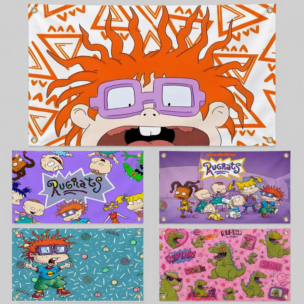 Cartoon Rugrats Tommy Chuckie Angelica Flags Wall Hanging Background Flag Wall Decor Banners for Outdoor Bedroom Dorm Room Decor