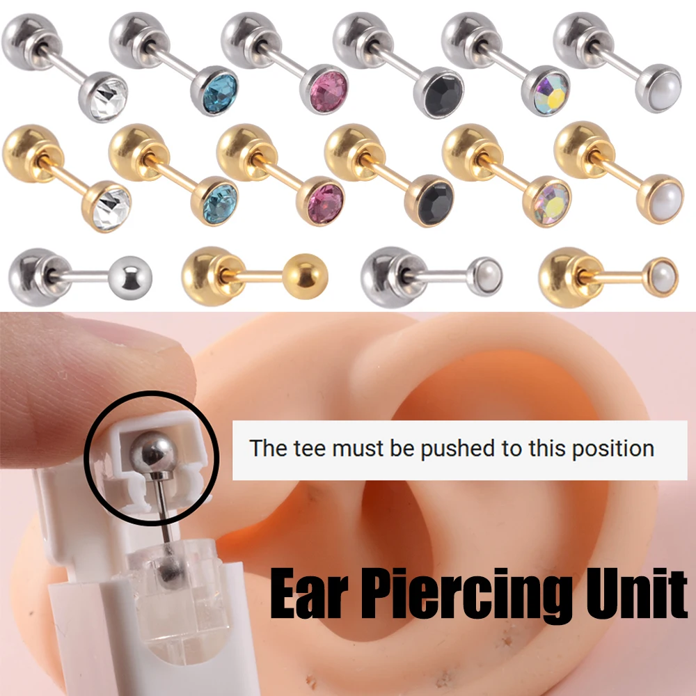 Different Crystal Ball Safe Ear Piercing Gun Kit Disposable Disinfect Flower CZ Earring Piercer Machine Ear Studs Piercing Tool