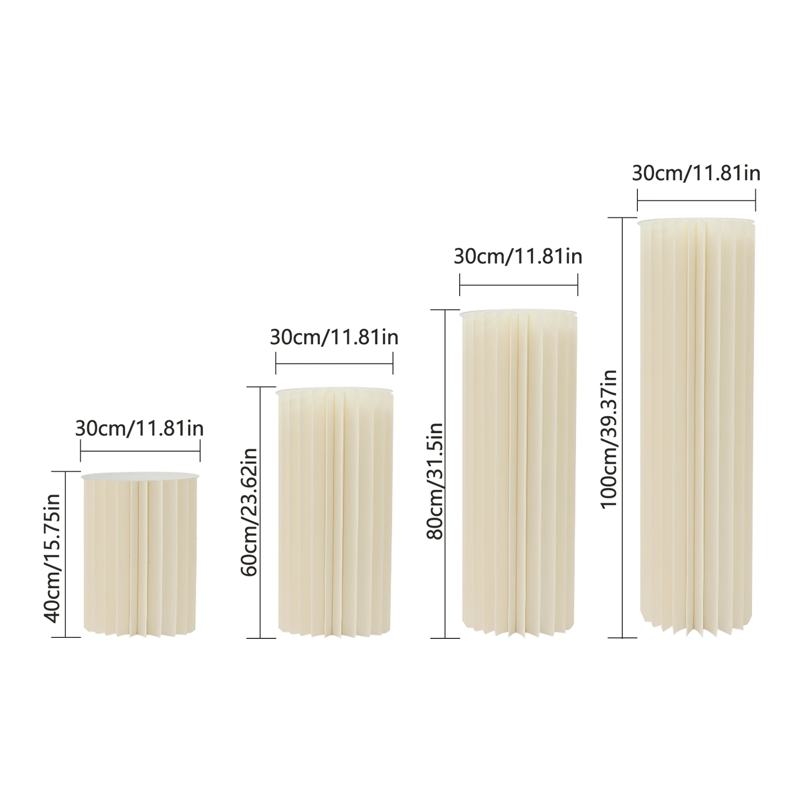 ขาตั้งดอกไม้กระดาษแข็ง PVC 40-100 ซม. 4 ชิ้น (กระดาษ 44 แผ่น) ขาตั้งจอแสดงผลแบบพับได้กรอบคู่มือจัดเลี้ยง