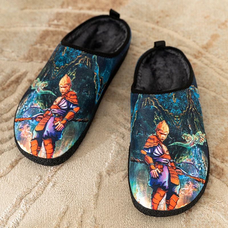 

New Wukong Illustration Men's and Women's Indoor Cotton Slippers Home Cotton Shoes