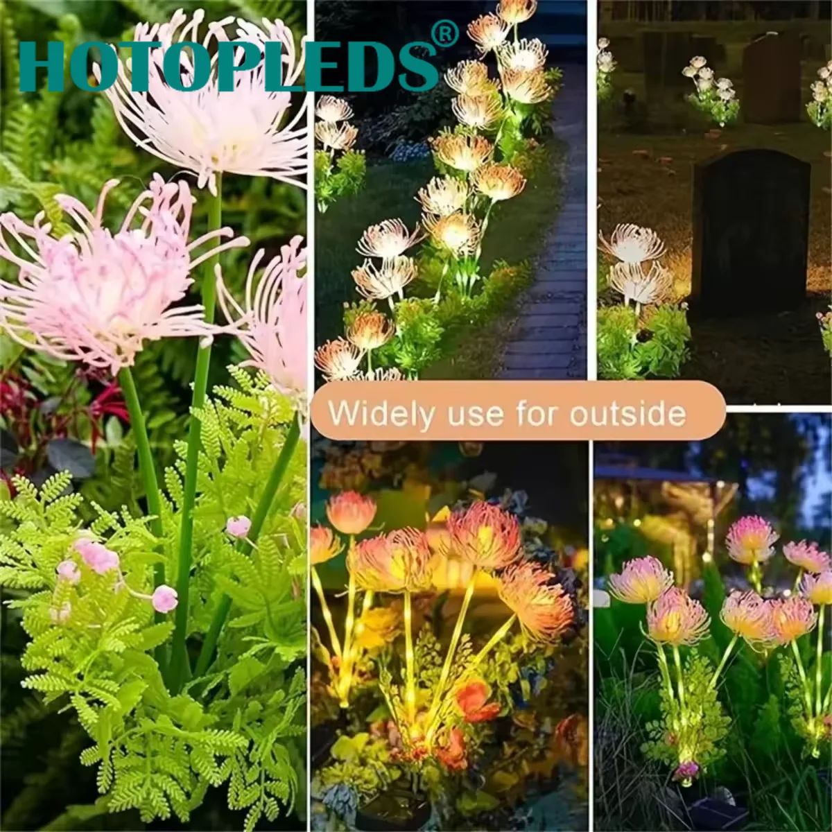 2pack LED Solar Flower Light, Simulated Flower Outdoor Decoration Flower Garden Landscape Insertion Lawn Light Spot Wholesale