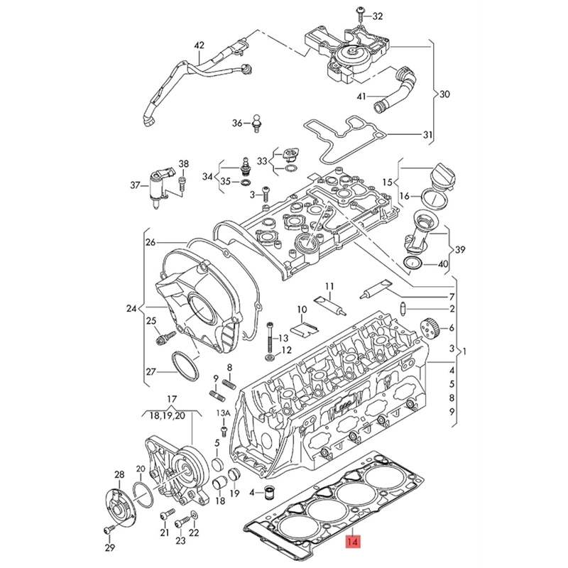 06H103383AD Engine Cylinder Head Gasket For VW Jetta Passat Golf  A4 A6 Q5 1.8 2.0 TFSI Skoda Seat 06J103383G