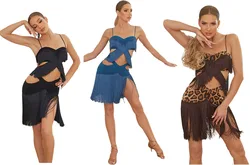 ZYM Leopard black latin dress black long sexy latin competition latin dressTango Salsa Cha Cha Samba Rumba dress zym 2458